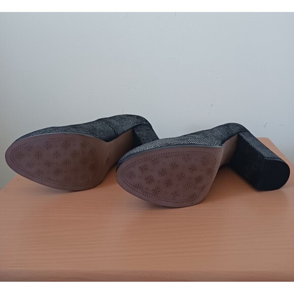 Isola Womens Block High Heels Pumps Hayley Black Foil Snake Print Size 11 - Picture 5 of 9